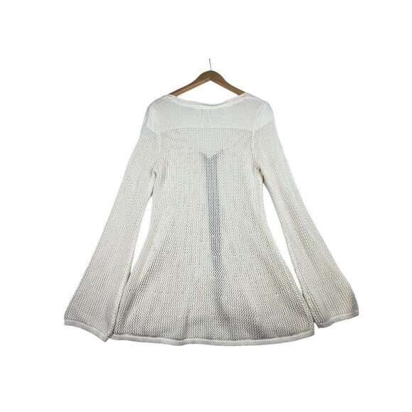 Anthropologie Moth Pointelle Knit Long Sleeve Tunic size Large Petite Cream - Picture 4 of 6